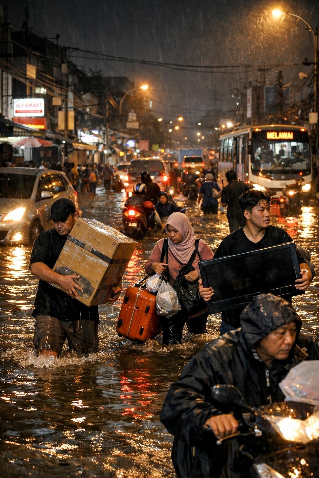laporan mengenai banjir yang melanda jakarta hingga tangerang setelah hujan deras semalaman, disajikan oleh cnbc indonesia.