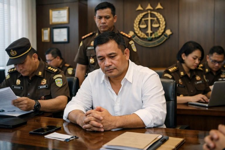 jamwas meminta maaf atas ketidakhadiran febrie adriansyah mengenakan rompi tahanan, yang terjadi karena keadaan mendesak.