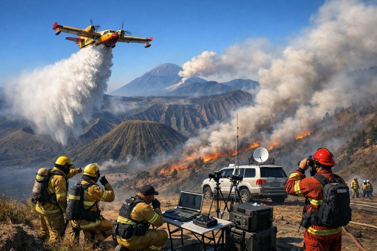 menhut meninjau strategi pemadaman kebakaran di bromo dengan mengoptimalkan penggunaan water bombing untuk mencegah kebakaran hutan dan menjaga kelestarian lingkungan.