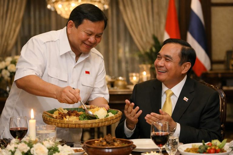 prabowo menyajikan makan malam persahabatan yang hangat, mendapatkan pujian dari perdana menteri thailand, dalam berita terbaru dari detiknews.