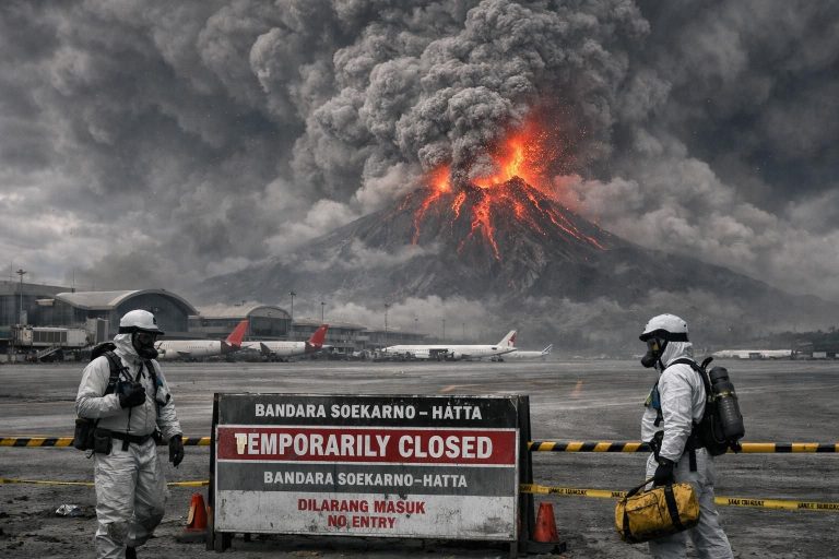 bandara soetta ditutup sementara hingga pukul 13.30 wib karena erupsi anak krakatau, menyebabkan gangguan penerbangan. pantau informasi terbaru di detiknews.